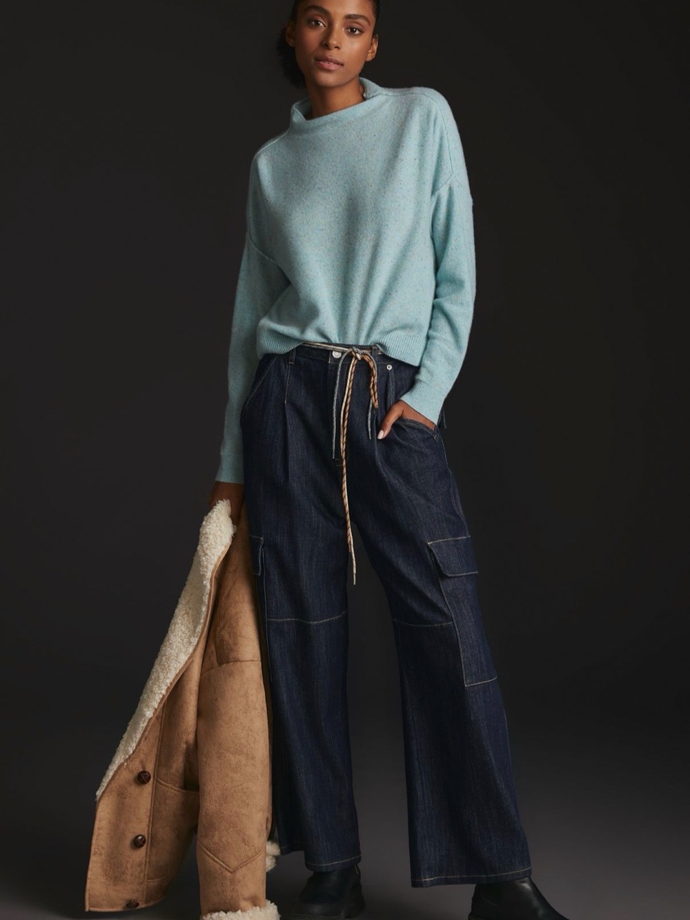 Anthropologie Pilcro Alani 100% Cashmere Mock-Neck